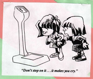 Cartoon - two little girls discovering a scale.