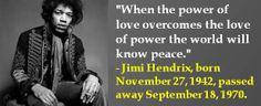 Jimi Hendrix, born November 27, 1942, passed away September 18, 1970 ...