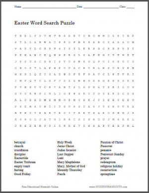free easter crossword puzzles
