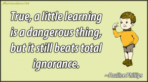 ... learning is a dangerous thing, but it still beats total ignorance