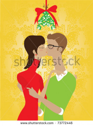Kissing Under the Mistletoe Cartoon
