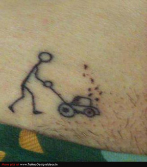 funny lawn mower tattoo