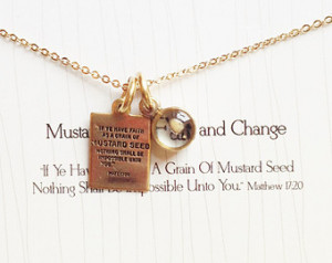 Seed Charm and Mustard Seed Quote Pendant, Religious Jewelry - Faith ...
