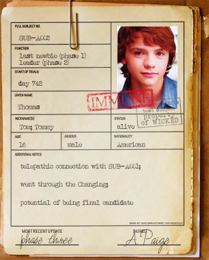 Thomas's file. The Maze Runner.