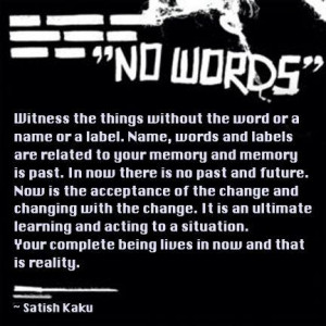 NO WORDS” Witness the thins without the word or a name or a label ...