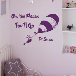 Dr Seuss Nursery Wall Decal Quote Oh The Places You'll Go Vinyl ...