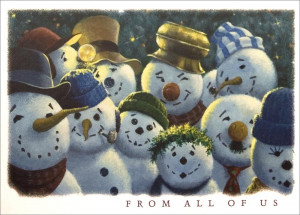 ... Cards > Business Christmas Cards > From All of Us > Snowmen Gathering