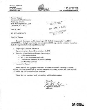 Contractor Quote for Developing West Virginia Mass Fatality Plan