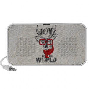 Cool funny deer sketch “Joy to the World” quote Speaker System