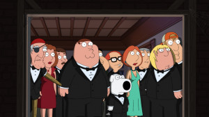 The Residents of Quahog in James Woods' mansion