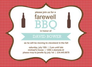Checkered Backyard Bbq Farewell Party Invite