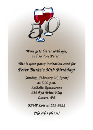 50th Birthday Party Invitations on 50th Birthday Party Wine Invitation ...