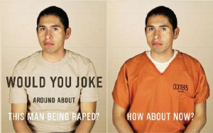 The third targets the alleged humor of people being raped: