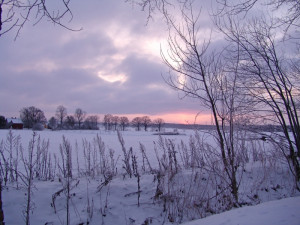 Swedish Winter Sunset Over...