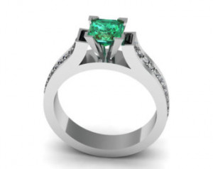 ... Ring for Women with Diamonds and an Emerald Center Stone Item# WR-0615
