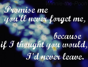Promise me you’ll never forget me…