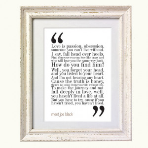 Meet Joe Black Movie Quote. Typography Print. 8x10 on A4 Archival ...