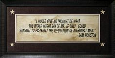 Sam Houston Tapestry Quote with Brown Suede Matte-Framed