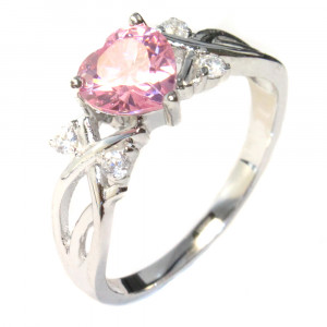 Home / Heart Ring / Pink Heart Shaped Ring – Pink Cubic Zirconia
