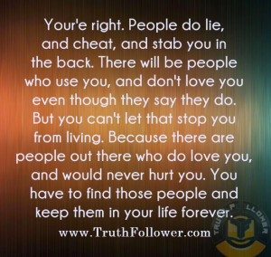 People do lie, and cheat, and stab you in the back