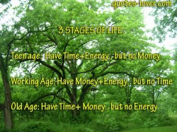 Stages of life: Teen age: Have Time+ Energy.. but no Money Working ...