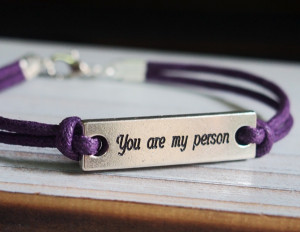 my person bracelet purple cotton leather, quote bracelet, personalized ...