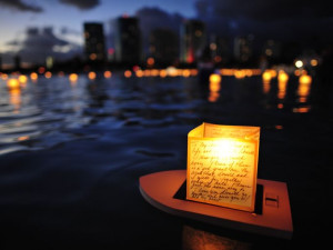 ... annual Lantern Floating Hawaii ceremony at Ala Moana Beach Park in