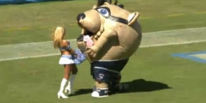 Mascot eats Cheerleader