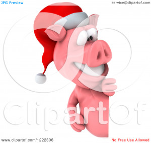 Christmas Pig Wearing Santa