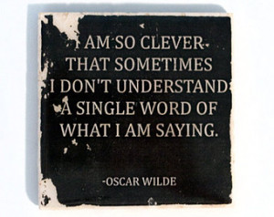 Clever Quote Stone Coaster (1 Black and White Oscar Wilde Coaster ...