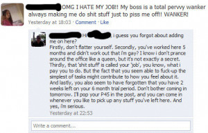 slander boss facebook status fail