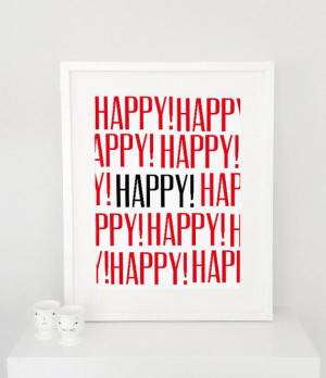 happy, new year quote poster print, christmas, Typography Posters ...