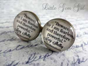 ... Brass Cuff links - Vintage Gothic Horror Mary Shelley Book Quote