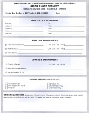 Order Forms Request For Quotation Form