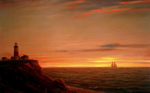 Sailing Ship And Cliffs Sea