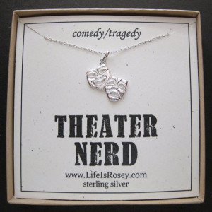 ... Comedy Tragedy Charm Necklace - Glee - Gleek - Drama Club - Quote Card