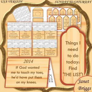 FUNNY SAYINGS 2014 USA Purse Calendar Kit by Janet Briggs