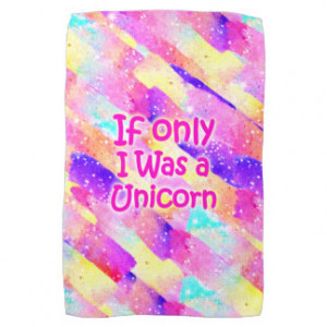 Funny girly unicorn typography pastel watercolor towel