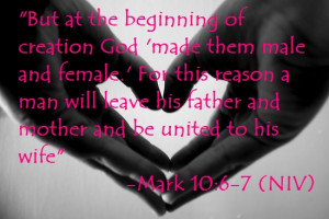 Bible Verses, Mark 10: 6-7 Proof that gay marriage is wrong!