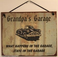 Grandpa's Garage Car Grandpa Grandfather Shop Quote Saying Wood Sign ...