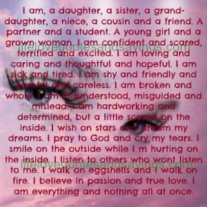 and a friend. A partner and a student. A young girl and a grown woman ...