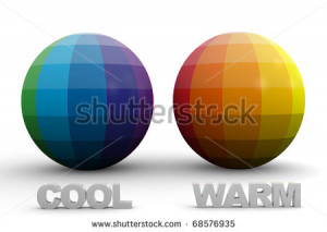 Didactic Color Scheme: Cool & Warm Colors in 3D Sphere - stock photo