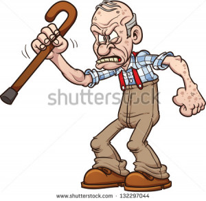 Grumpy old man. Vector clip art illustration with simple gradients ...