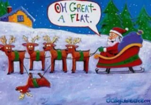 Santa had a flat tire.