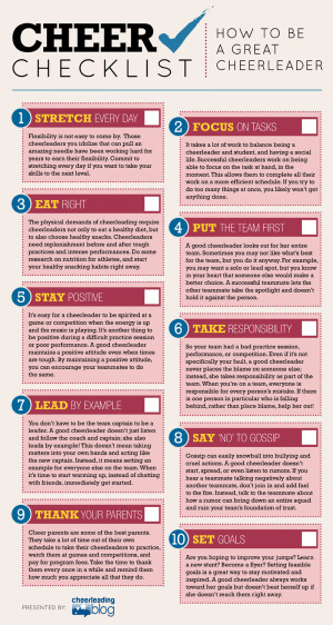 Cheer Checklist: How to be a GREAT Cheerleader (INFOGRAPH)