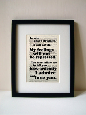 Pride And Prejudice - Mr Darcy - Book Quote Print - Romantic Quote ...