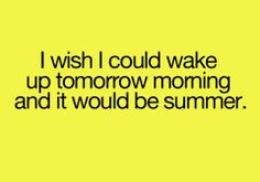 wish I could wak up tomorrow morning and it would be Summer. More