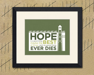Shawshank Redemption Inspired Art Print, Hope Quote, Various Sizes ...