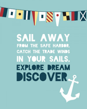 Mark Twain Quote - Nautical Print - Explore Dream Discover