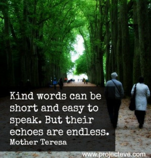 An inspirational picture quote from Mother Theresa about the effect of ...